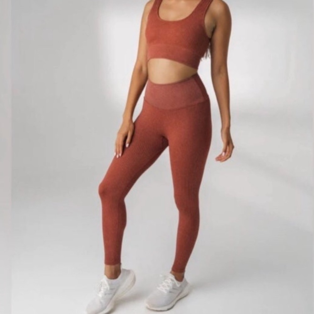 Balance Athletics Ribbed Leggings in Rust